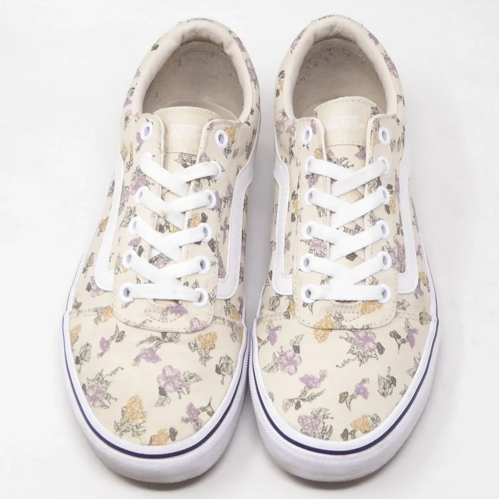 Vans Womens Ward Pressed Floral Classic White Sneakers Floral Low Top 9.5